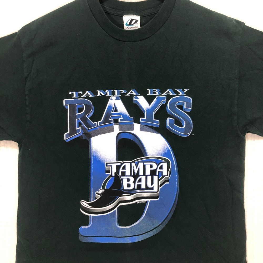 Vintage Tampa Bay Devil Rays T-Shirt Dynasty Green 2001 Logo Mens Large MLB Tee